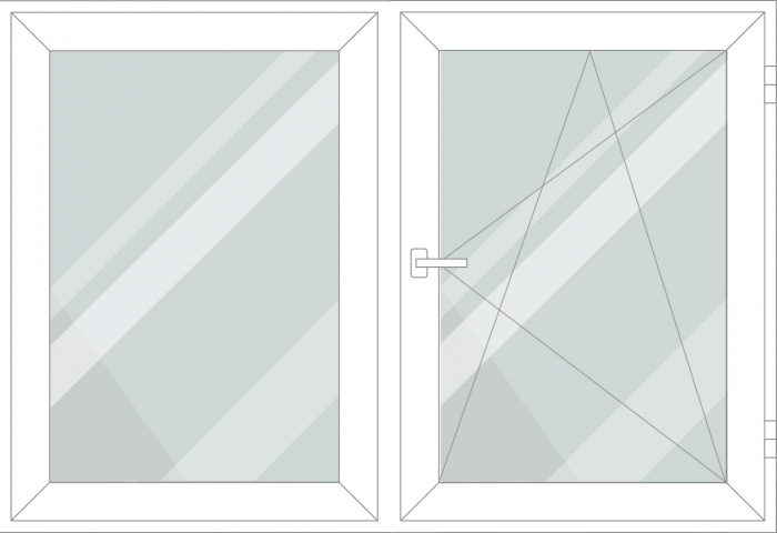 uPVC windows in stock - Double-casement uPVC window, 1 sash opens in 3 positions