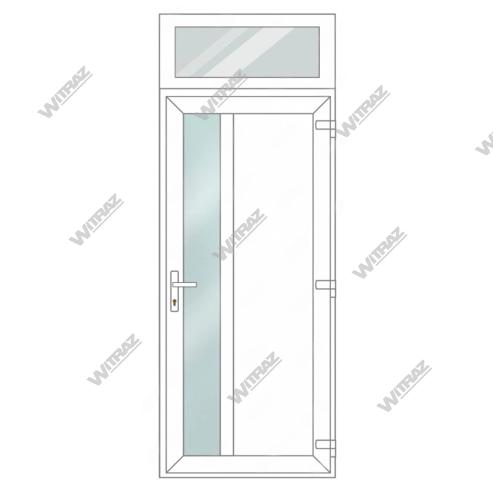 PVC entrance doors with top window - Door (matte glass + PVC) + Upper window (glass)