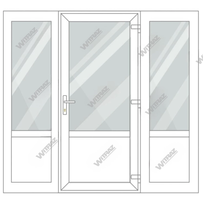  PVC entrance doors with 2 side windows - Door (glass + PVC) + 2 Sides (glass + PVC)