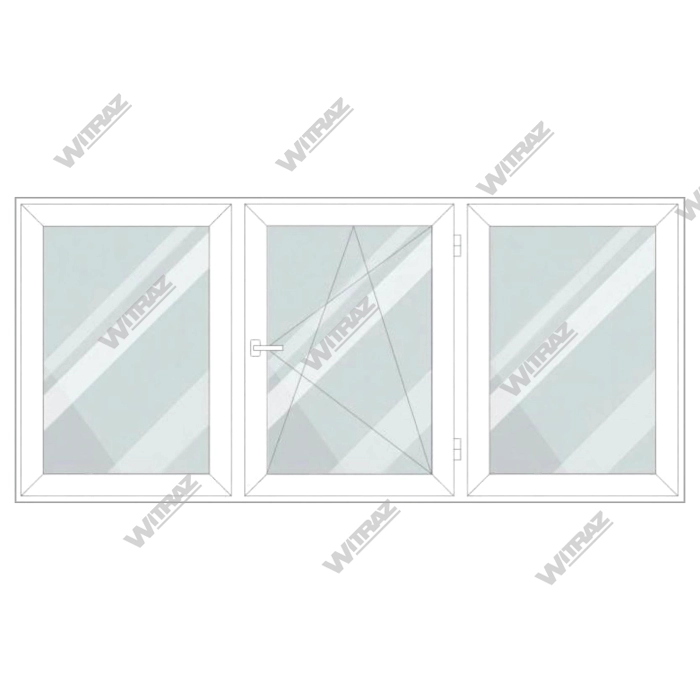 uPVC windows in stock - Triple-casement uPVC window, middle sash opens in 3 positions