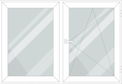  uPVC windows in stock - Double-casement uPVC window, 1 sash opens in 3 positions