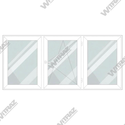  uPVC windows in stock - Triple-casement uPVC window, middle sash opens in 3 positions